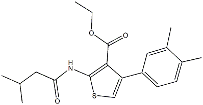 ethyl 4-(3,4-dimethylphenyl)-2-[(3-methylbutanoyl)amino]-3-thiophenecarboxylate Struktur