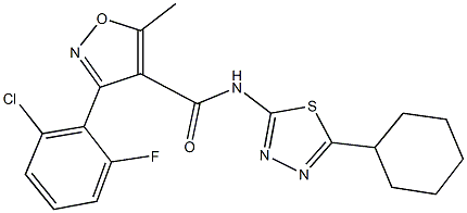 3-(2-chloro-6-fluorophenyl)-N-(5-cyclohexyl-1,3,4-thiadiazol-2-yl)-5-methyl-4-isoxazolecarboxamide|