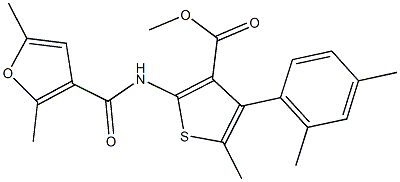 methyl 2-[(2,5-dimethyl-3-furoyl)amino]-4-(2,4-dimethylphenyl)-5-methyl-3-thiophenecarboxylate 化学構造式