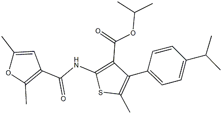 isopropyl 2-[(2,5-dimethyl-3-furoyl)amino]-4-(4-isopropylphenyl)-5-methyl-3-thiophenecarboxylate Structure