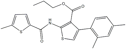 propyl 4-(2,4-dimethylphenyl)-2-{[(5-methyl-2-thienyl)carbonyl]amino}-3-thiophenecarboxylate,445232-76-8,结构式