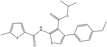 isopropyl 4-(4-ethylphenyl)-2-{[(5-methyl-2-thienyl)carbonyl]amino}-3-thiophenecarboxylate 化学構造式