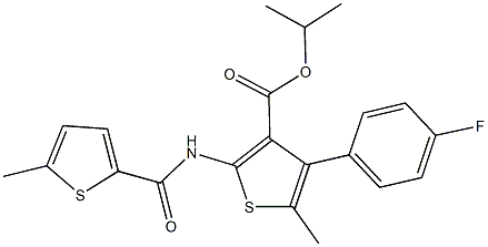 isopropyl 4-(4-fluorophenyl)-5-methyl-2-{[(5-methyl-2-thienyl)carbonyl]amino}-3-thiophenecarboxylate 化学構造式