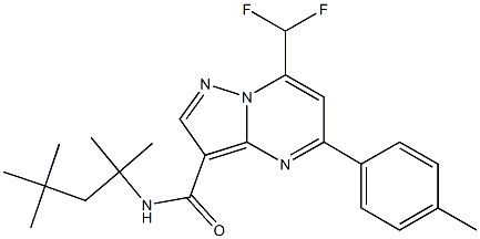 7-(difluoromethyl)-5-(4-methylphenyl)-N-(1,1,3,3-tetramethylbutyl)pyrazolo[1,5-a]pyrimidine-3-carboxamide 化学構造式
