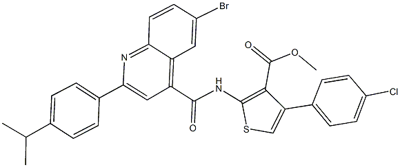 methyl 2-({[6-bromo-2-(4-isopropylphenyl)-4-quinolinyl]carbonyl}amino)-4-(4-chlorophenyl)-3-thiophenecarboxylate Struktur