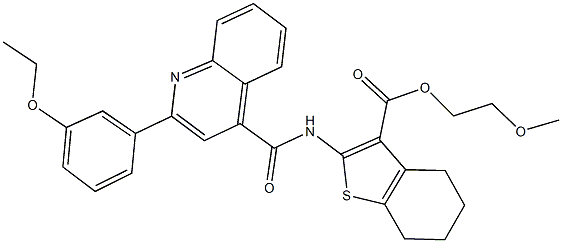 2-methoxyethyl 2-({[2-(3-ethoxyphenyl)-4-quinolinyl]carbonyl}amino)-4,5,6,7-tetrahydro-1-benzothiophene-3-carboxylate,445233-25-0,结构式