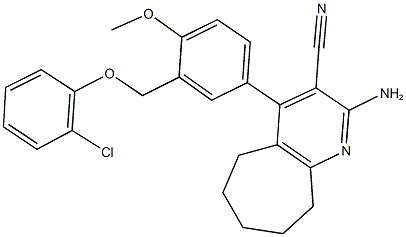 2-amino-4-{3-[(2-chlorophenoxy)methyl]-4-methoxyphenyl}-6,7,8,9-tetrahydro-5H-cyclohepta[b]pyridine-3-carbonitrile|