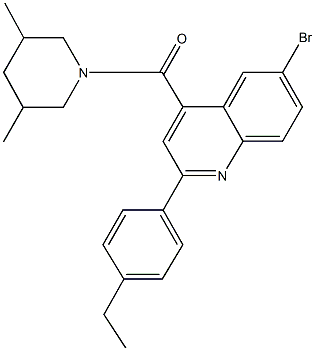 6-bromo-4-[(3,5-dimethyl-1-piperidinyl)carbonyl]-2-(4-ethylphenyl)quinoline 化学構造式