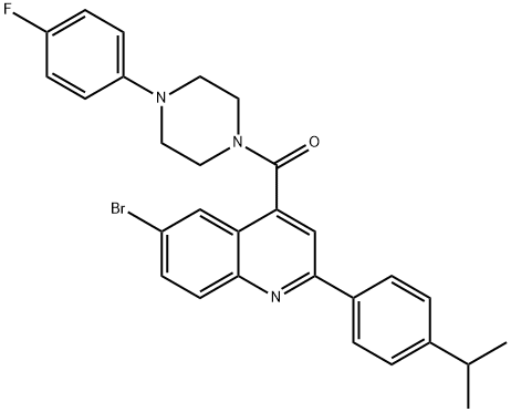 6-bromo-4-{[4-(4-fluorophenyl)-1-piperazinyl]carbonyl}-2-(4-isopropylphenyl)quinoline 结构式