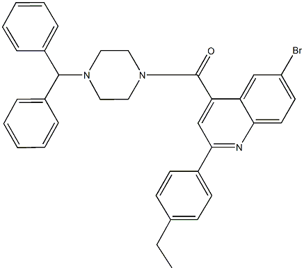 4-[(4-benzhydryl-1-piperazinyl)carbonyl]-6-bromo-2-(4-ethylphenyl)quinoline,445233-97-6,结构式