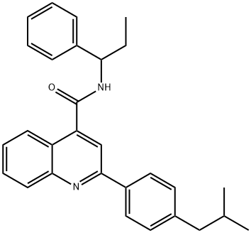 2-(4-isobutylphenyl)-N-(1-phenylpropyl)-4-quinolinecarboxamide Struktur