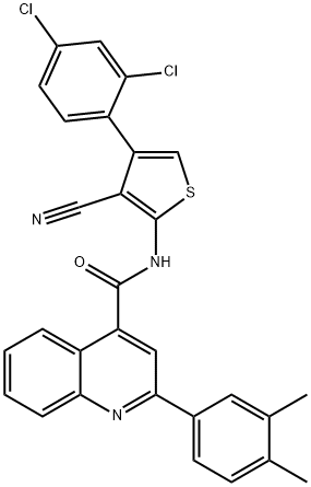 N-[3-cyano-4-(2,4-dichlorophenyl)-2-thienyl]-2-(3,4-dimethylphenyl)-4-quinolinecarboxamide 结构式