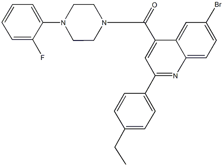 6-bromo-2-(4-ethylphenyl)-4-{[4-(2-fluorophenyl)-1-piperazinyl]carbonyl}quinoline Struktur
