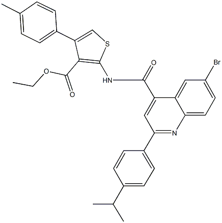 ethyl 2-({[6-bromo-2-(4-isopropylphenyl)-4-quinolinyl]carbonyl}amino)-4-(4-methylphenyl)-3-thiophenecarboxylate 结构式