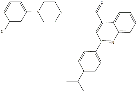 4-{[4-(3-chlorophenyl)-1-piperazinyl]carbonyl}-2-(4-isopropylphenyl)quinoline,445234-36-6,结构式