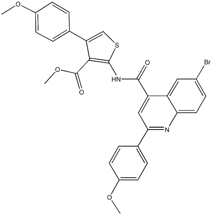 methyl 2-({[6-bromo-2-(4-methoxyphenyl)-4-quinolinyl]carbonyl}amino)-4-(4-methoxyphenyl)-3-thiophenecarboxylate Structure