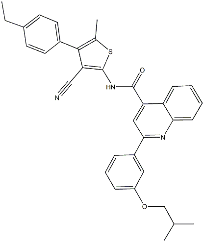 N-[3-cyano-4-(4-ethylphenyl)-5-methyl-2-thienyl]-2-(3-isobutoxyphenyl)-4-quinolinecarboxamide Struktur