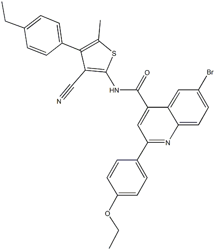 6-bromo-N-[3-cyano-4-(4-ethylphenyl)-5-methyl-2-thienyl]-2-(4-ethoxyphenyl)-4-quinolinecarboxamide Structure