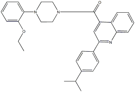ethyl 2-(4-{[2-(4-isopropylphenyl)-4-quinolinyl]carbonyl}-1-piperazinyl)phenyl ether Structure