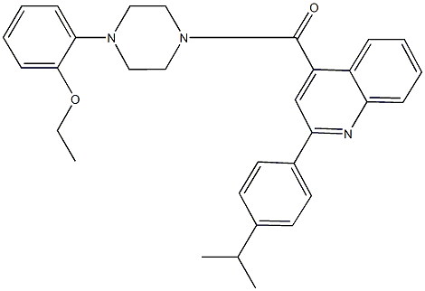 ethyl 2-(4-{[2-(4-isopropylphenyl)-4-quinolinyl]carbonyl}-1-piperazinyl)phenyl ether|