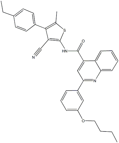 2-(3-butoxyphenyl)-N-[3-cyano-4-(4-ethylphenyl)-5-methyl-2-thienyl]-4-quinolinecarboxamide,445236-22-6,结构式