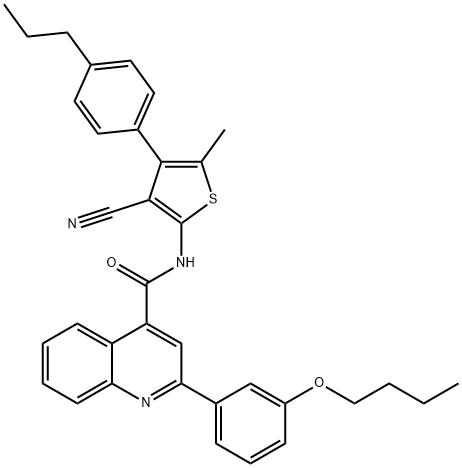 2-(3-butoxyphenyl)-N-[3-cyano-5-methyl-4-(4-propylphenyl)-2-thienyl]-4-quinolinecarboxamide Structure