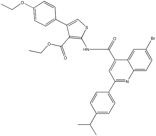 ethyl 2-({[6-bromo-2-(4-isopropylphenyl)-4-quinolinyl]carbonyl}amino)-4-(4-ethoxyphenyl)-3-thiophenecarboxylate,445236-26-0,结构式