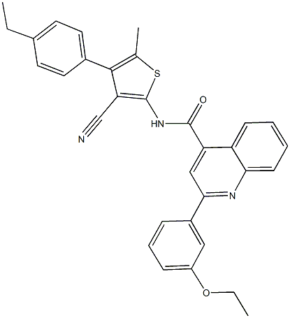 N-[3-cyano-4-(4-ethylphenyl)-5-methyl-2-thienyl]-2-(3-ethoxyphenyl)-4-quinolinecarboxamide Struktur