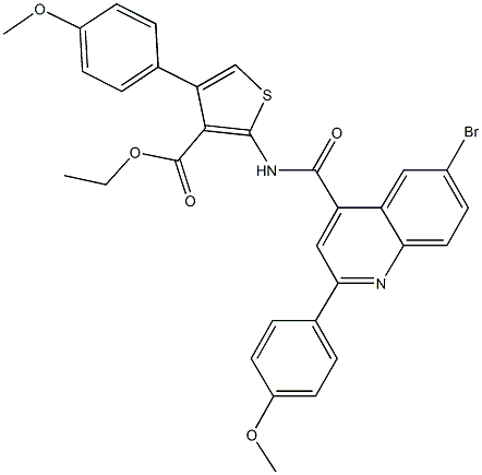 ethyl 2-({[6-bromo-2-(4-methoxyphenyl)-4-quinolinyl]carbonyl}amino)-4-(4-methoxyphenyl)-3-thiophenecarboxylate Structure