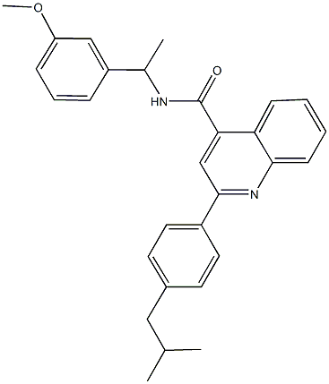 2-(4-isobutylphenyl)-N-[1-(3-methoxyphenyl)ethyl]-4-quinolinecarboxamide 结构式