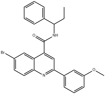 6-bromo-2-(3-methoxyphenyl)-N-(1-phenylpropyl)-4-quinolinecarboxamide,445236-63-5,结构式