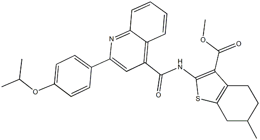 methyl 2-({[2-(4-isopropoxyphenyl)-4-quinolinyl]carbonyl}amino)-6-methyl-4,5,6,7-tetrahydro-1-benzothiophene-3-carboxylate Structure