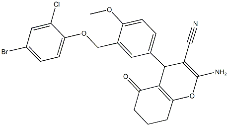 2-amino-4-{3-[(4-bromo-2-chlorophenoxy)methyl]-4-methoxyphenyl}-5-oxo-5,6,7,8-tetrahydro-4H-chromene-3-carbonitrile,445236-97-5,结构式