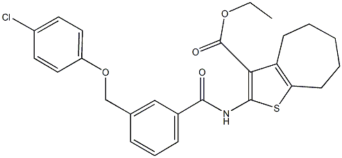 445237-04-7 ethyl 2-({3-[(4-chlorophenoxy)methyl]benzoyl}amino)-5,6,7,8-tetrahydro-4H-cyclohepta[b]thiophene-3-carboxylate