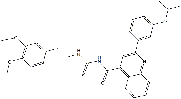 N-[2-(3,4-dimethoxyphenyl)ethyl]-N'-{[2-(3-isopropoxyphenyl)-4-quinolinyl]carbonyl}thiourea Struktur