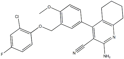 2-amino-4-{3-[(2-chloro-4-fluorophenoxy)methyl]-4-methoxyphenyl}-5,6,7,8-tetrahydro-3-quinolinecarbonitrile Structure
