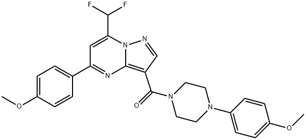 7-(difluoromethyl)-5-(4-methoxyphenyl)-3-{[4-(4-methoxyphenyl)-1-piperazinyl]carbonyl}pyrazolo[1,5-a]pyrimidine,445238-02-8,结构式