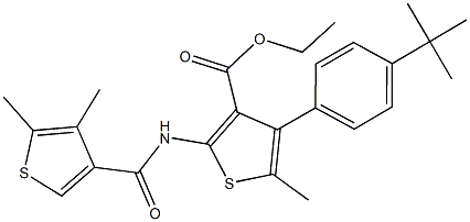 ethyl 4-(4-tert-butylphenyl)-2-{[(4,5-dimethyl-3-thienyl)carbonyl]amino}-5-methyl-3-thiophenecarboxylate Structure