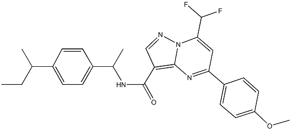 N-[1-(4-sec-butylphenyl)ethyl]-7-(difluoromethyl)-5-(4-methoxyphenyl)pyrazolo[1,5-a]pyrimidine-3-carboxamide Struktur