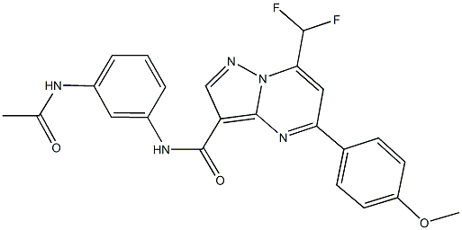 N-[3-(acetylamino)phenyl]-7-(difluoromethyl)-5-(4-methoxyphenyl)pyrazolo[1,5-a]pyrimidine-3-carboxamide,445238-48-2,结构式