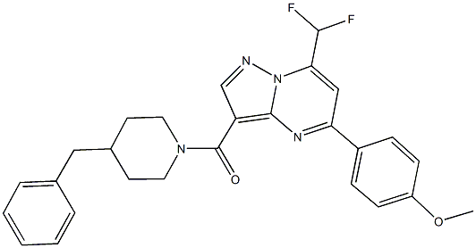 4-[3-[(4-benzyl-1-piperidinyl)carbonyl]-7-(difluoromethyl)pyrazolo[1,5-a]pyrimidin-5-yl]phenyl methyl ether Struktur