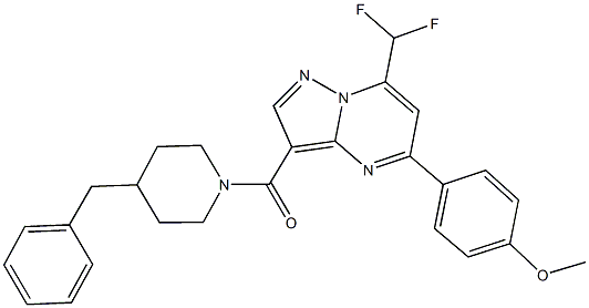 4-[3-[(4-benzyl-1-piperidinyl)carbonyl]-7-(difluoromethyl)pyrazolo[1,5-a]pyrimidin-5-yl]phenyl methyl ether Structure