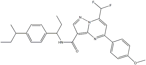 N-[1-(4-sec-butylphenyl)propyl]-7-(difluoromethyl)-5-(4-methoxyphenyl)pyrazolo[1,5-a]pyrimidine-3-carboxamide Structure