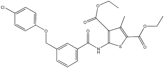 diethyl 5-({3-[(4-chlorophenoxy)methyl]benzoyl}amino)-3-methyl-2,4-thiophenedicarboxylate,445239-12-3,结构式