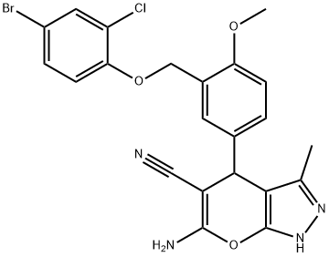 445239-42-9 6-amino-4-{3-[(4-bromo-2-chlorophenoxy)methyl]-4-methoxyphenyl}-3-methyl-1,4-dihydropyrano[2,3-c]pyrazole-5-carbonitrile