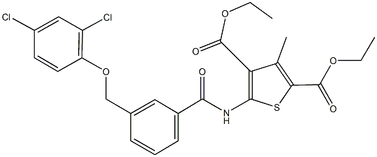 diethyl 5-({3-[(2,4-dichlorophenoxy)methyl]benzoyl}amino)-3-methyl-2,4-thiophenedicarboxylate Structure