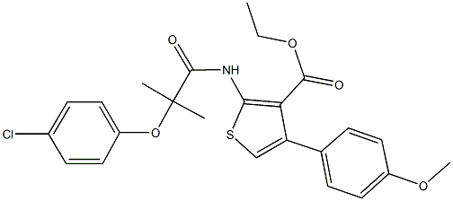 ethyl 2-{[2-(4-chlorophenoxy)-2-methylpropanoyl]amino}-4-(4-methoxyphenyl)-3-thiophenecarboxylate Structure