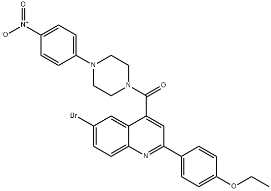 6-bromo-2-(4-ethoxyphenyl)-4-[(4-{4-nitrophenyl}-1-piperazinyl)carbonyl]quinoline 化学構造式