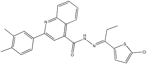 N'-[1-(5-chloro-2-thienyl)propylidene]-2-(3,4-dimethylphenyl)-4-quinolinecarbohydrazide,445242-40-0,结构式