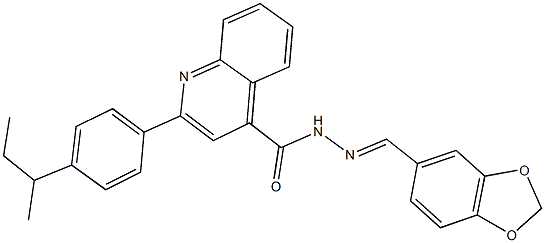 N'-(1,3-benzodioxol-5-ylmethylene)-2-(4-sec-butylphenyl)-4-quinolinecarbohydrazide Structure